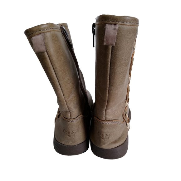 OshKosh B’gosh Girls Camel Braided Boots, Size 12M, Girls Boots - Picture 5 of 8